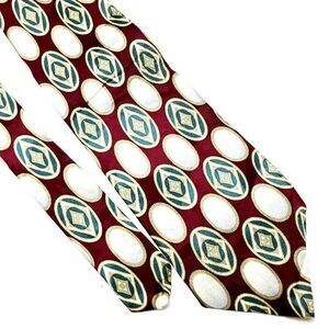 Pierre Cardin Silk Tie Red Abstract‎ Print Short Wide